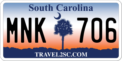 SC license plate MNK706