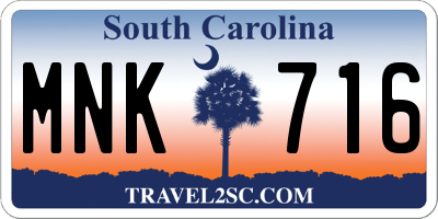 SC license plate MNK716