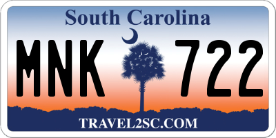 SC license plate MNK722