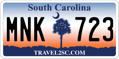 SC license plate MNK723