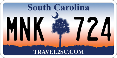 SC license plate MNK724