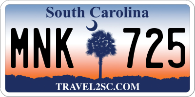 SC license plate MNK725