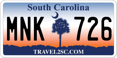 SC license plate MNK726