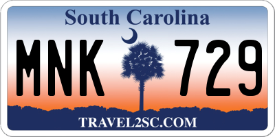 SC license plate MNK729