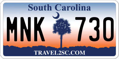 SC license plate MNK730