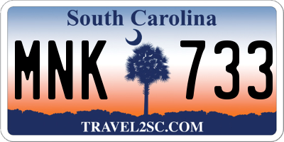 SC license plate MNK733