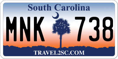 SC license plate MNK738