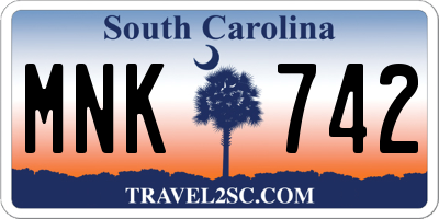 SC license plate MNK742