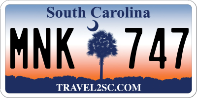 SC license plate MNK747