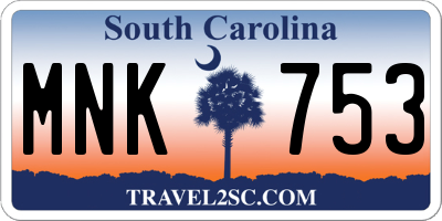 SC license plate MNK753