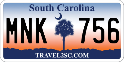 SC license plate MNK756