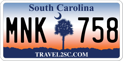SC license plate MNK758