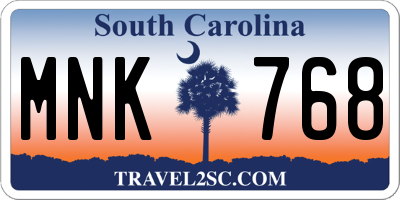 SC license plate MNK768