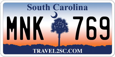 SC license plate MNK769