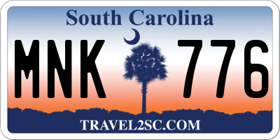 SC license plate MNK776