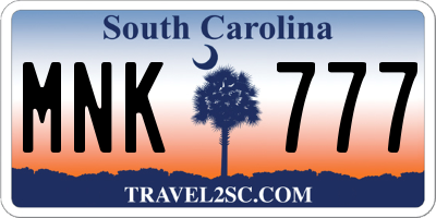 SC license plate MNK777