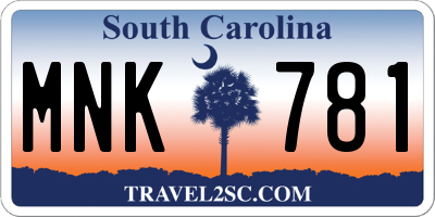 SC license plate MNK781