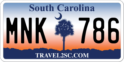 SC license plate MNK786