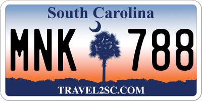 SC license plate MNK788