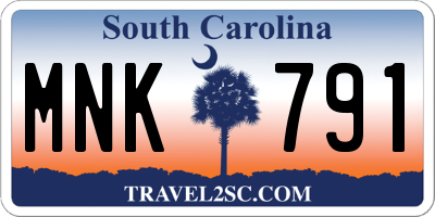 SC license plate MNK791