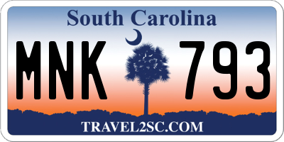 SC license plate MNK793