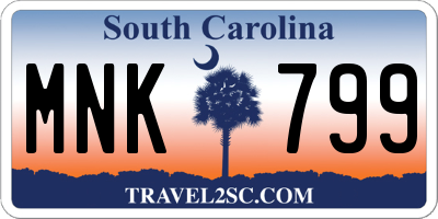 SC license plate MNK799