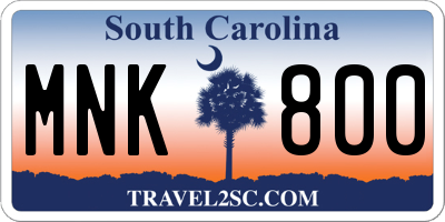 SC license plate MNK800