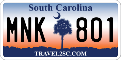 SC license plate MNK801
