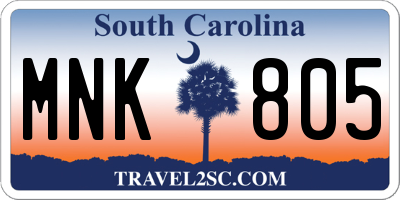 SC license plate MNK805