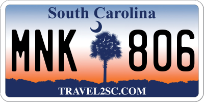 SC license plate MNK806