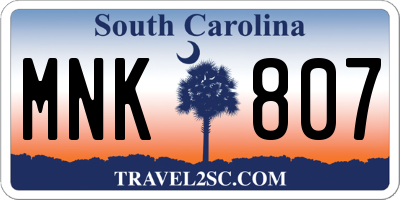 SC license plate MNK807