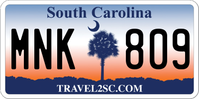 SC license plate MNK809