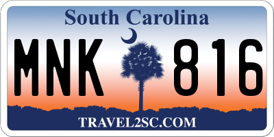 SC license plate MNK816