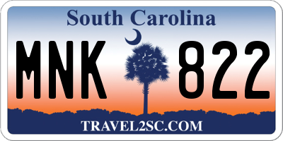 SC license plate MNK822