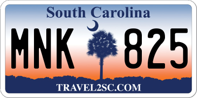 SC license plate MNK825