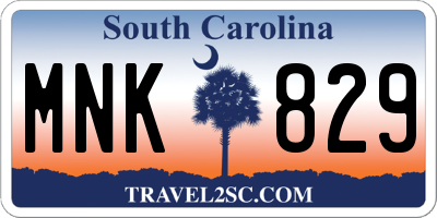 SC license plate MNK829