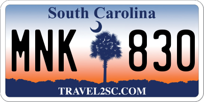SC license plate MNK830