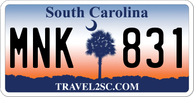 SC license plate MNK831