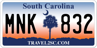 SC license plate MNK832