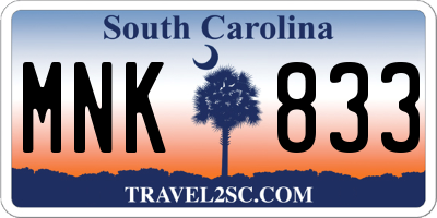 SC license plate MNK833