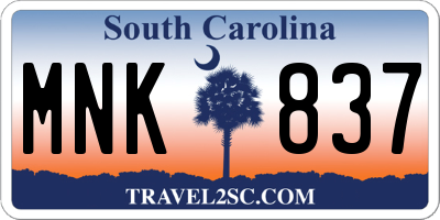 SC license plate MNK837