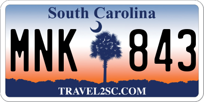 SC license plate MNK843