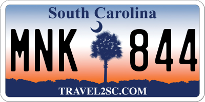 SC license plate MNK844