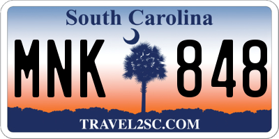 SC license plate MNK848
