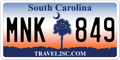 SC license plate MNK849