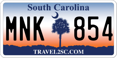 SC license plate MNK854