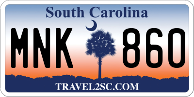 SC license plate MNK860