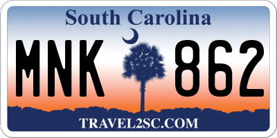 SC license plate MNK862
