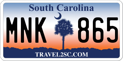 SC license plate MNK865
