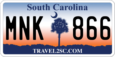 SC license plate MNK866